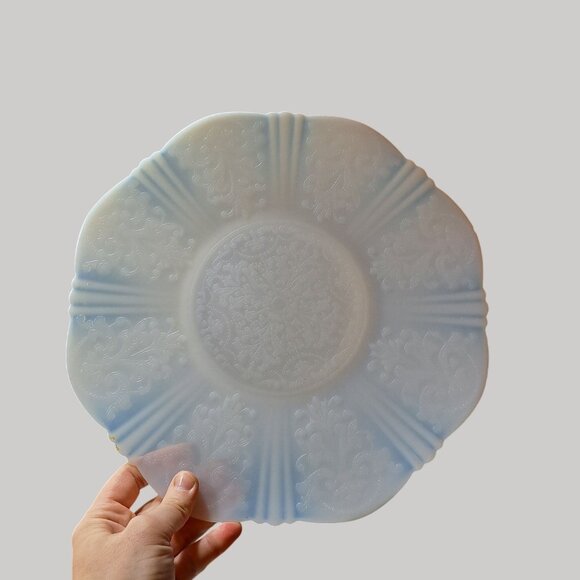 Macbeth-Evans American Sweetheart Monax White Opalescent Salver Plate Vintage - Picture 1 of 13